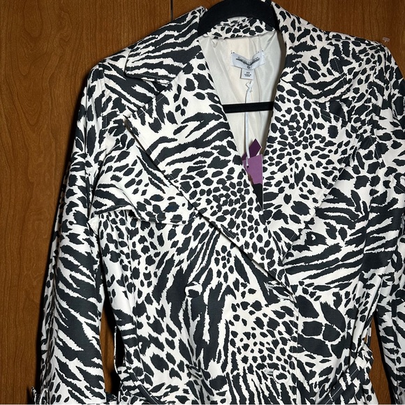 SERGIO HUDSON Target Trench Coat Animal Zebra Print Plus XS - Picture 3 of 5